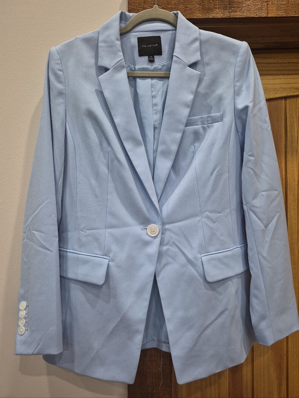 Women's The Limited Two Piece Pant Suit Sky Blue Office Blazer Size 10 - Picture 2 of 5